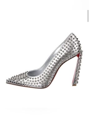 Christian Louboutin Silver Condora Spikes 100 Embellished Pointed Pump